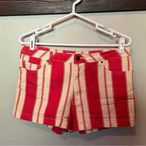Forever 21, Women’s 30, red and yellow striped shorts.